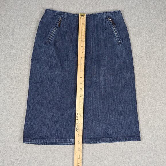 Talbots Jean Skirt 2 Petite Medium Wash Denim Pencil Skirt Stretch Preppy Y2K - Picture 8 of 9